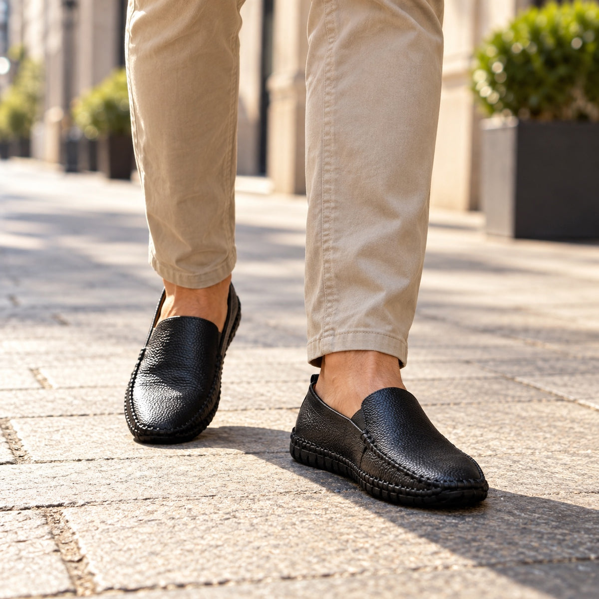 Dwayne – Men's Slip-On Shoes, worn on a walk