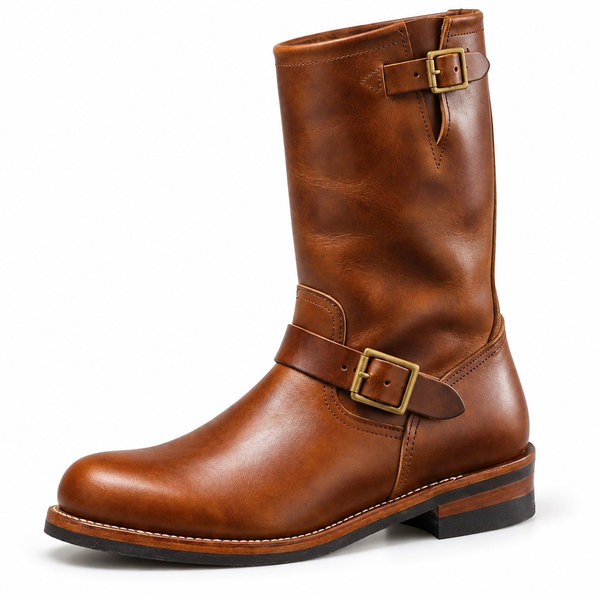 Edwin – Men's Wide Calf Boots in Cognac Brown