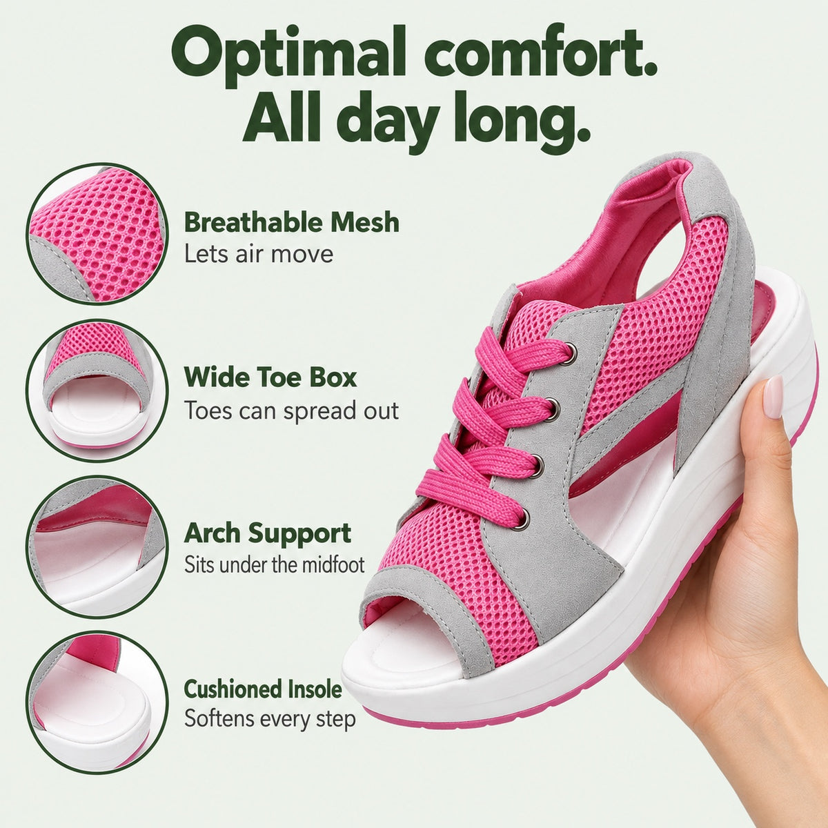 Elodie – Women's Wide Toe Box Sandals, features