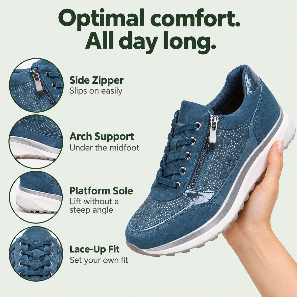 Estelle – Women's Arch Support Sneakers, features