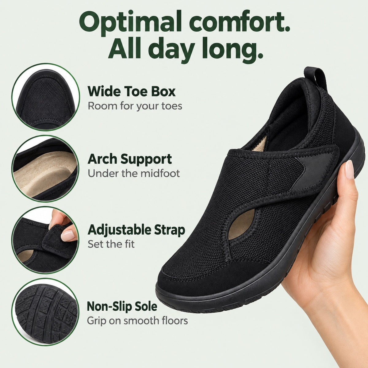 Florence – Women's Wide Toe Box Sneakers, features