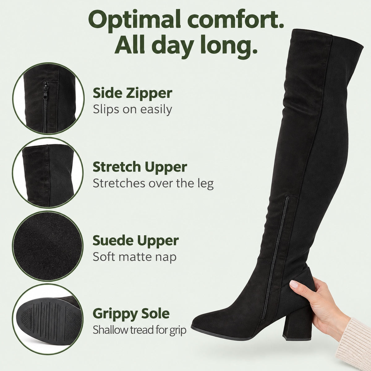 Genevieve – Women's Wide Calf Boots, features