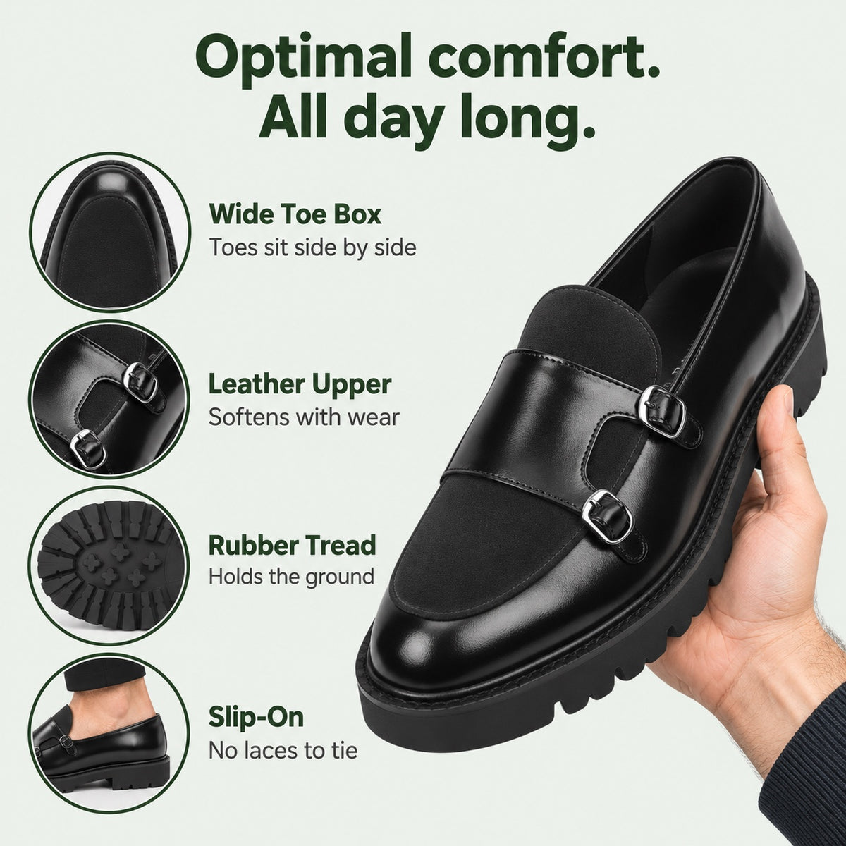 Geoffrey – Men's Wide Toe Box Loafers, features