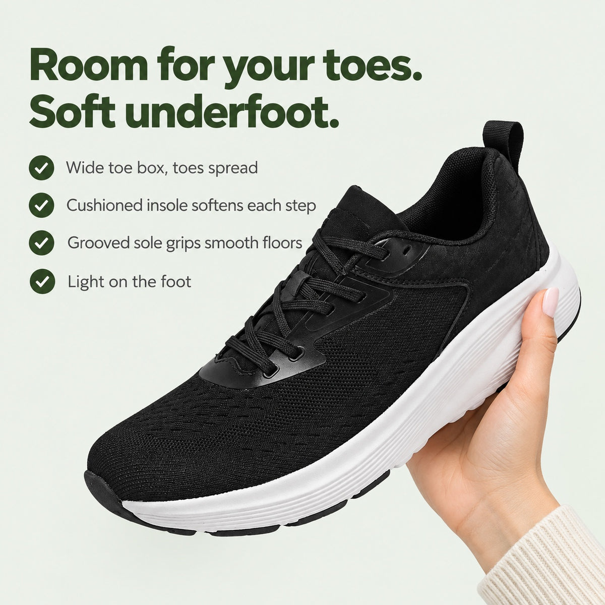 Gray – Unisex Wide Toe Box Sneakers, key benefits