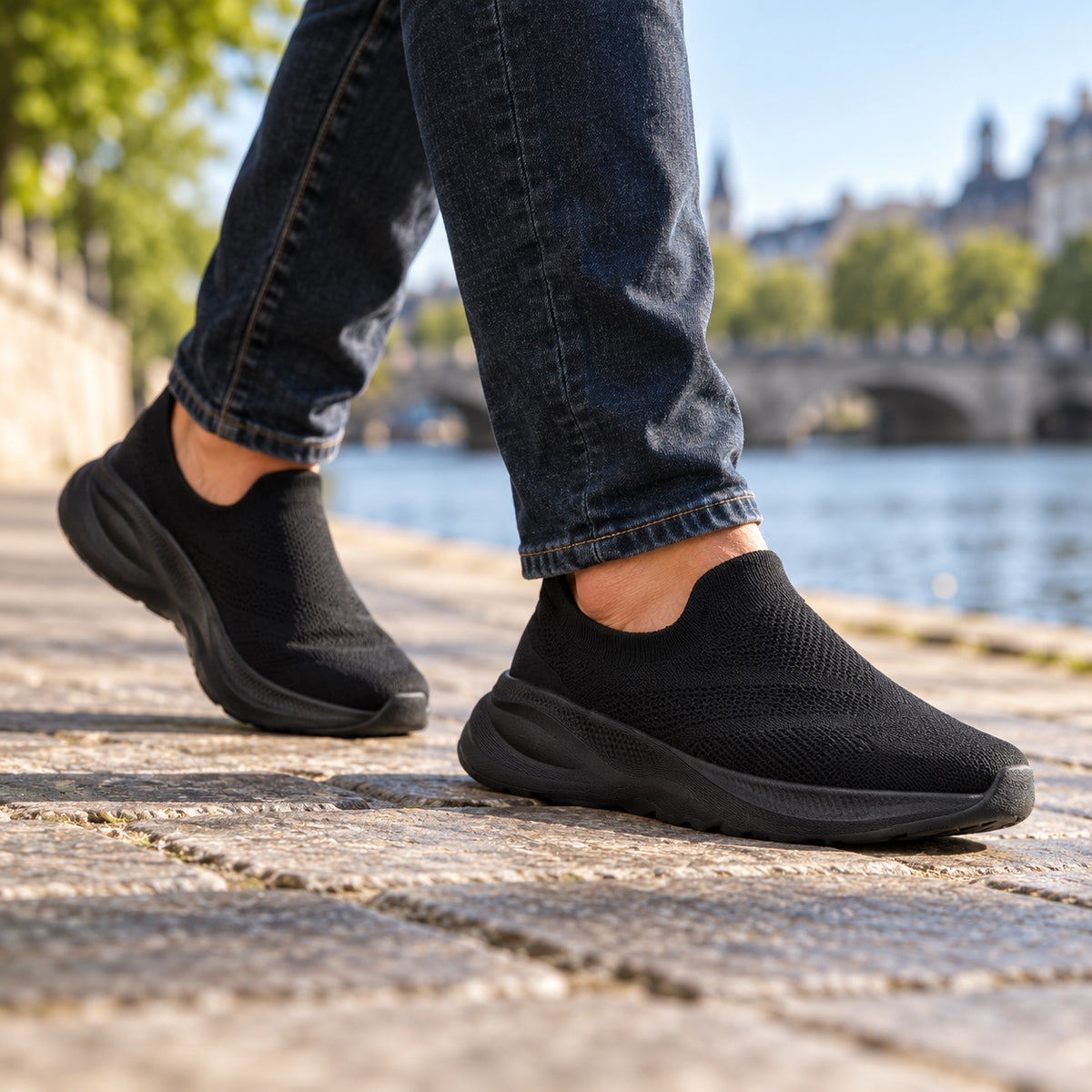 Griffith – Unisex Wide Toe Box Shoes, worn on a walk