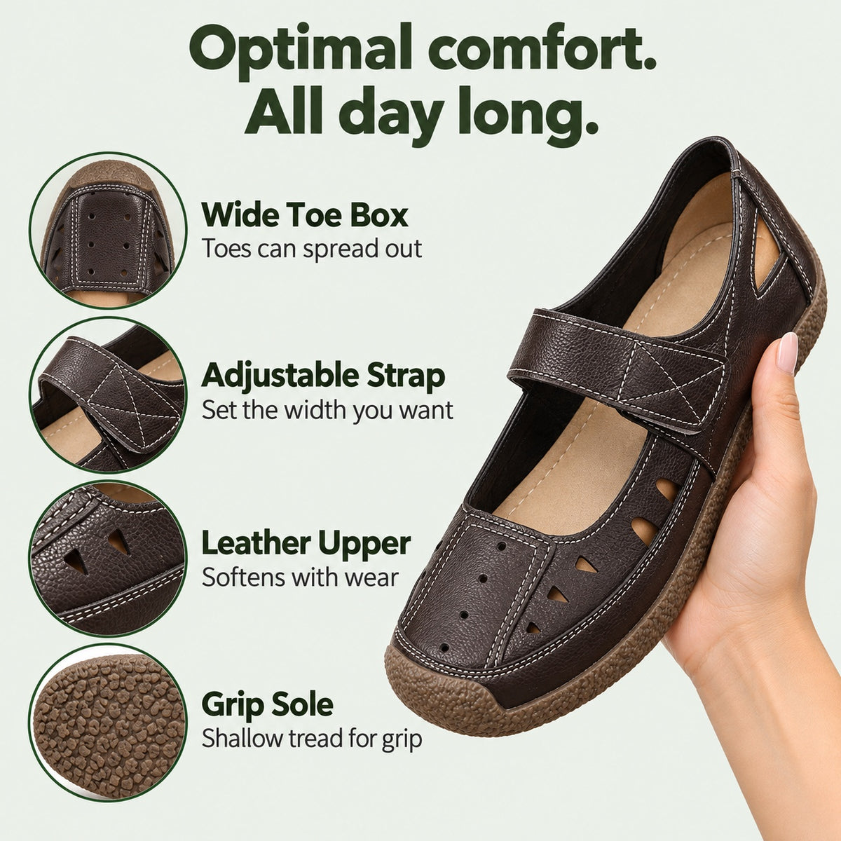 Gwen – Women's Wide Toe Box Sandals, features