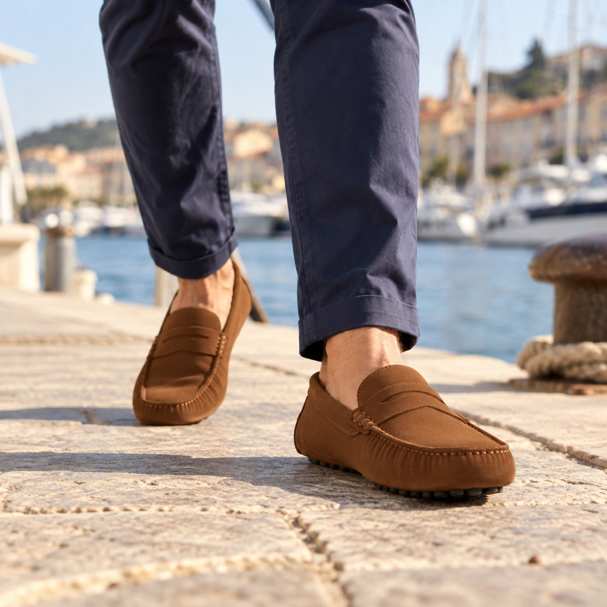 Harvey – Men's Wide Toe Box Loafers, worn on a walk