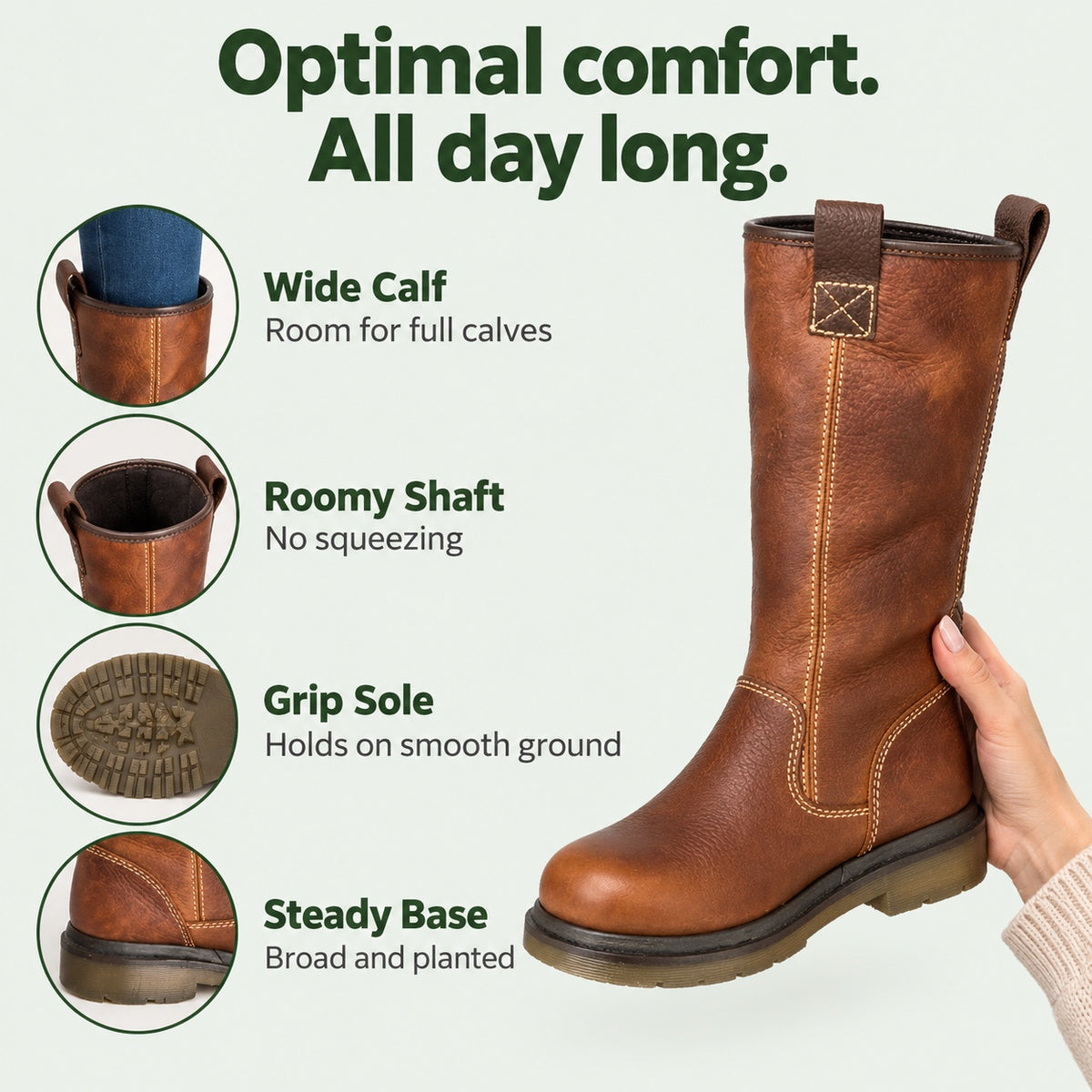 Heather – Women's Wide Calf Boots, features
