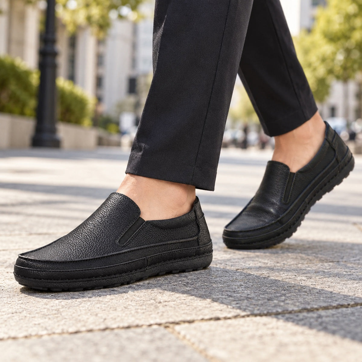 Herbert – Men's Slip-On Loafers, worn on a walk