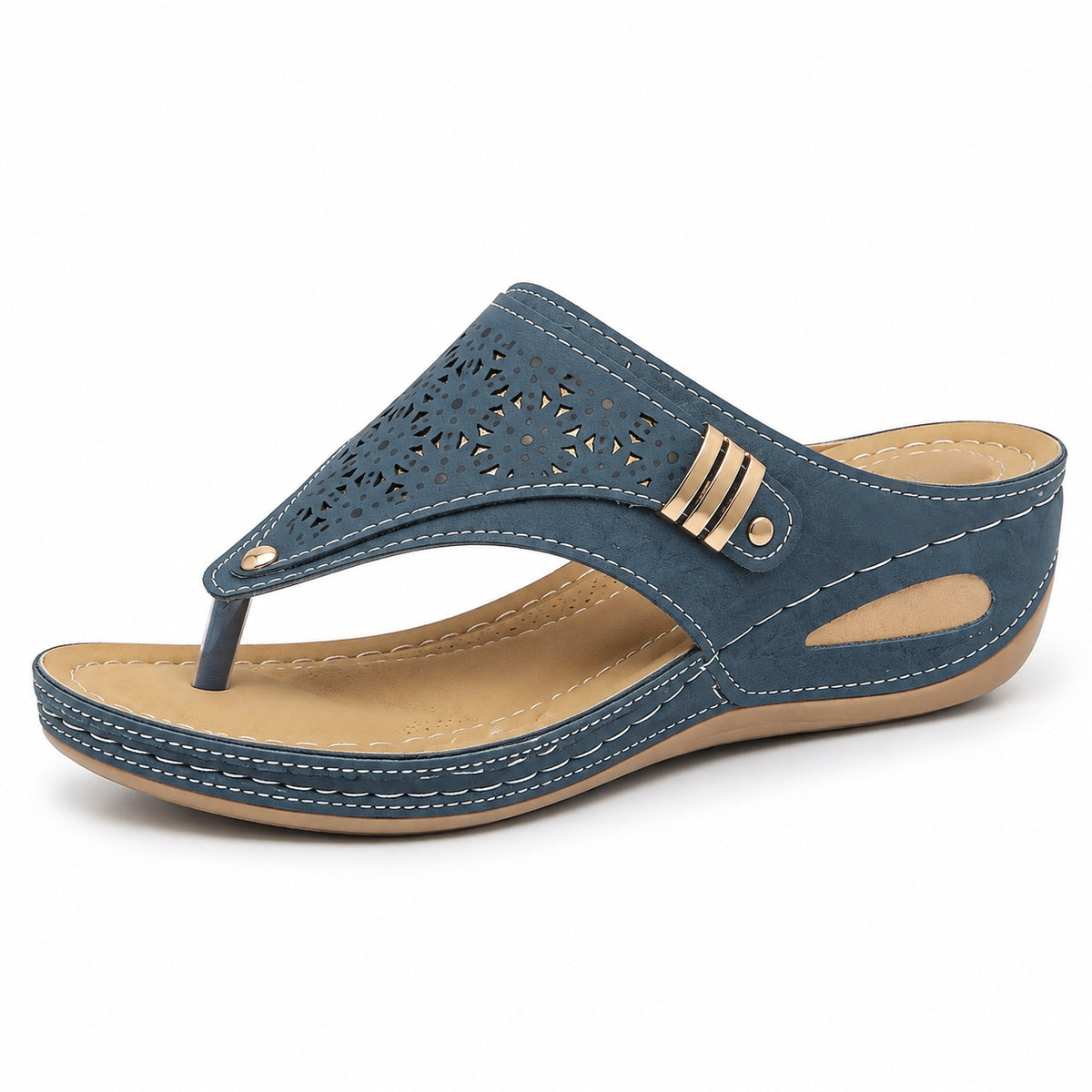 Hubbard – Unisex Wide Toe Box Sandals in Blue-Hollow Out