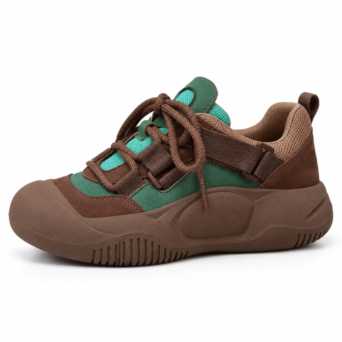 Jacquelyn – Women's Wide Toe Box Sneakers in Brown Green
