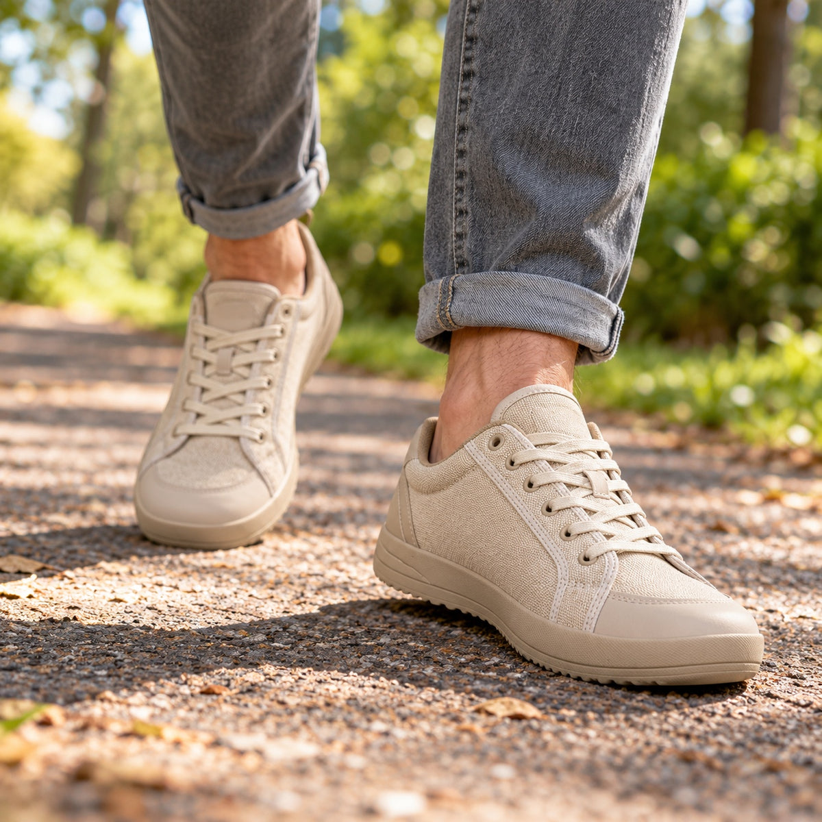 Jenkins – Unisex Wide Toe Box Sneakers, worn on a walk
