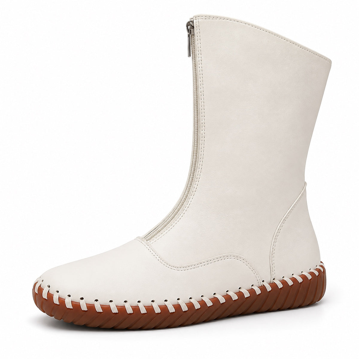 Jesse – Unisex Wide Calf Boots in Off White