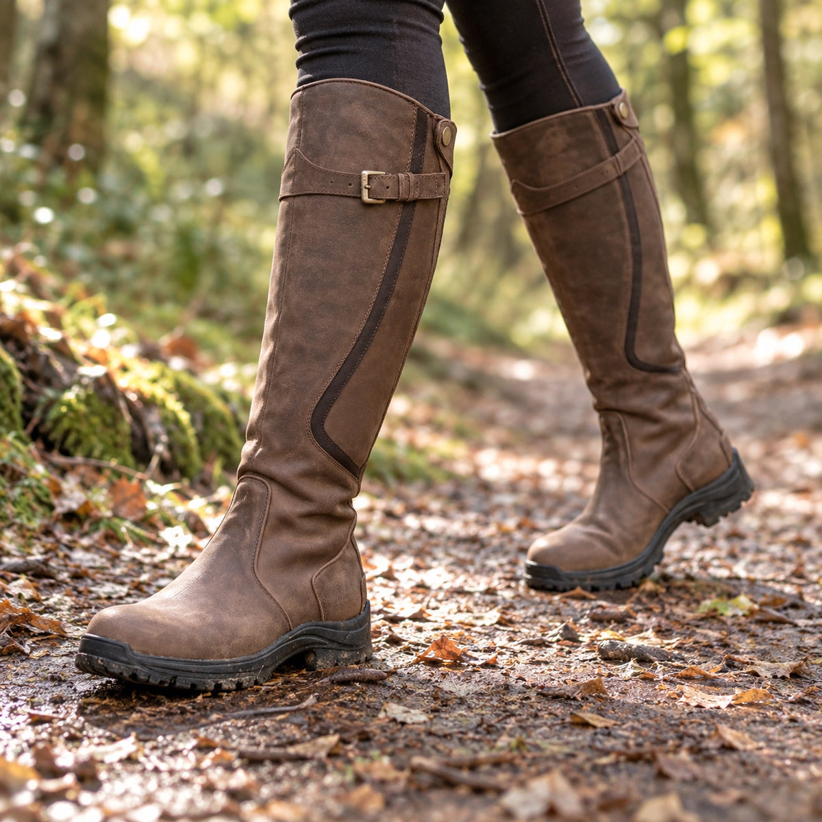 Karla – Women's Wide Calf Boots, worn on a walk