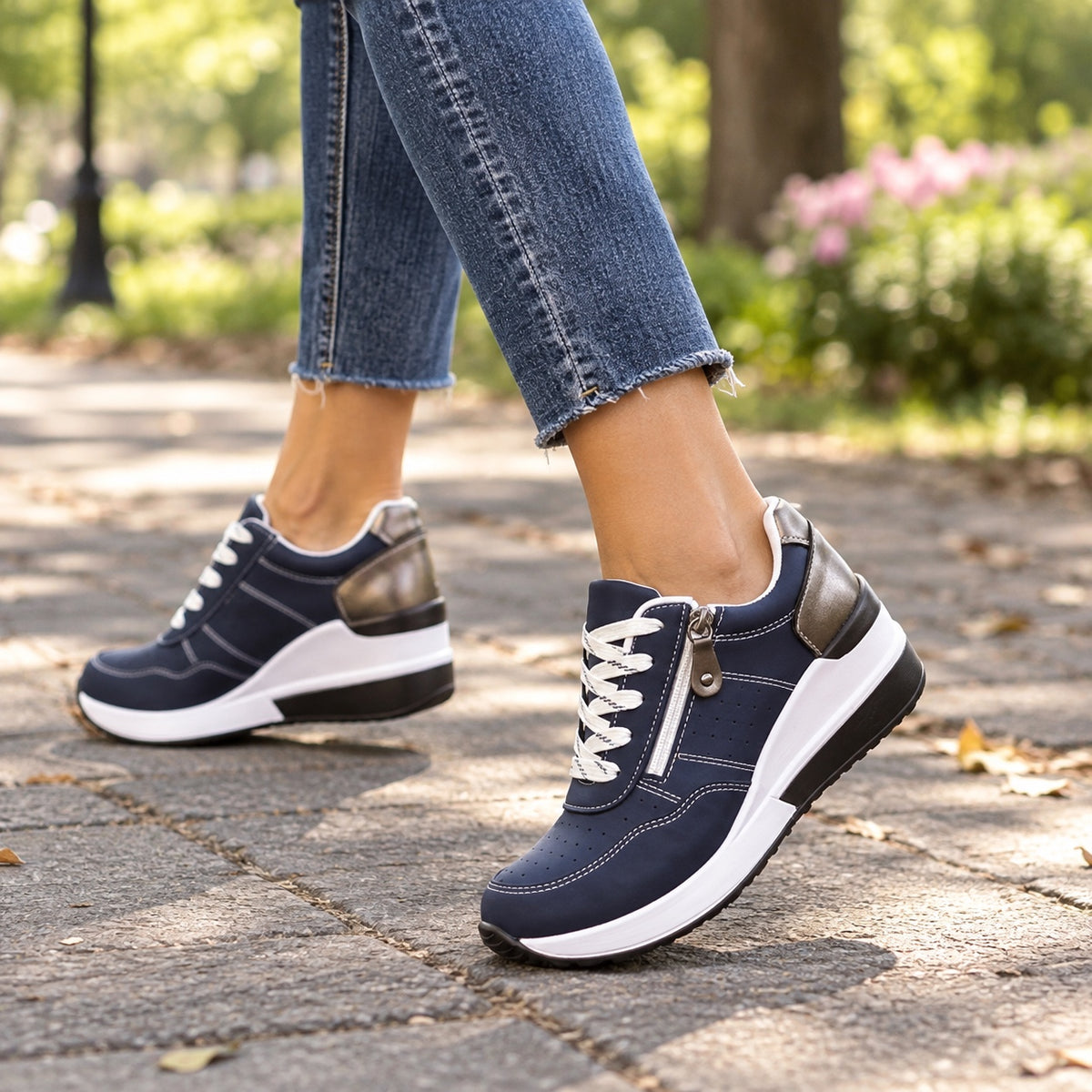 Kathleen – Women's Walking Sneakers, worn on a walk