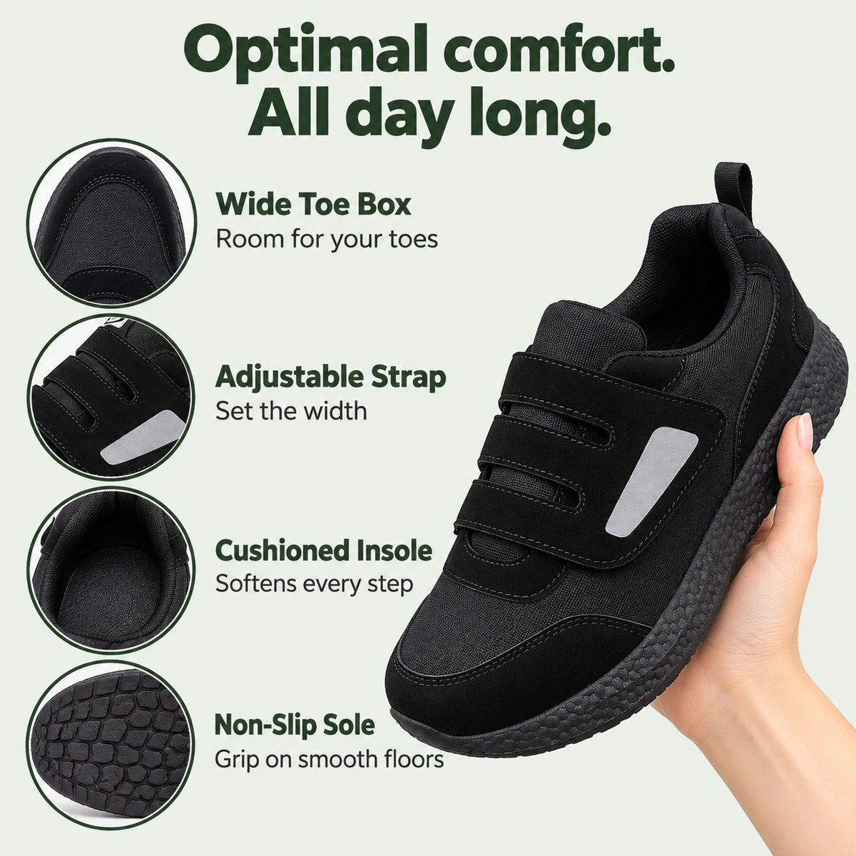Kayla – Women's Wide Toe Box Sneakers, features