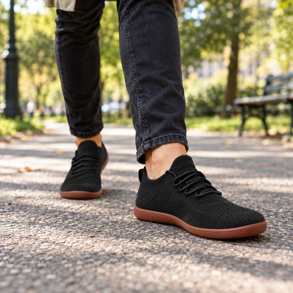 Keegan – Unisex Barefoot Sneakers, worn on a walk