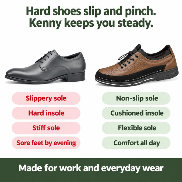 Kenny – Men's Non-Slip Shoes, compared with an ordinary shoe