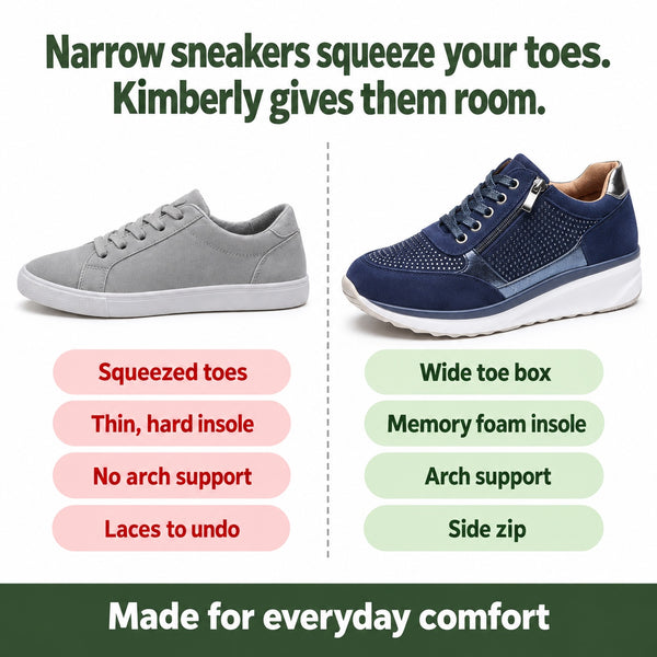 Kimberly – Women's Plantar Fasciitis Sneakers, compared with an ordinary shoe
