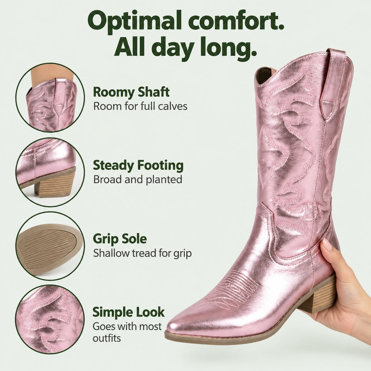 Kristin – Women's Wide Calf Boots, features