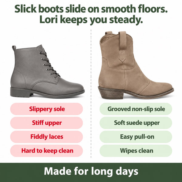 Lori – Women's Comfort Boots, compared with an ordinary shoe
