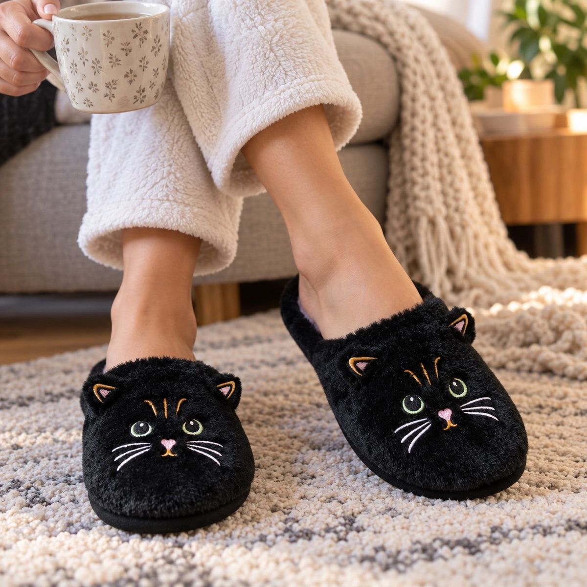 Lynda – Women's Comfort Slippers, worn on a walk
