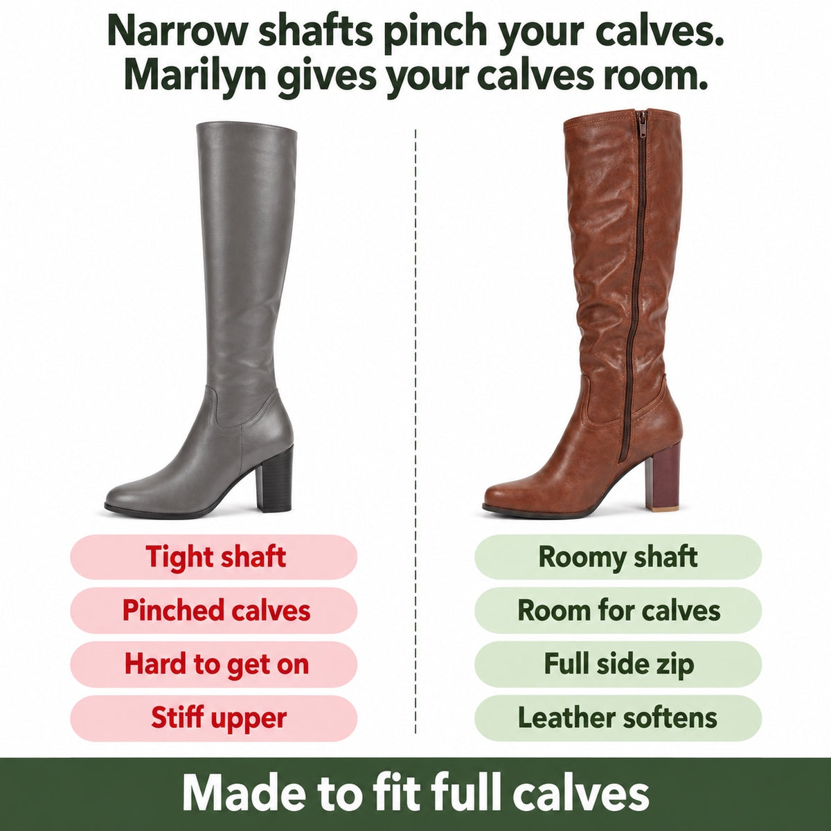 Marilyn – Women's Wide Calf Boots, compared with an ordinary shoe