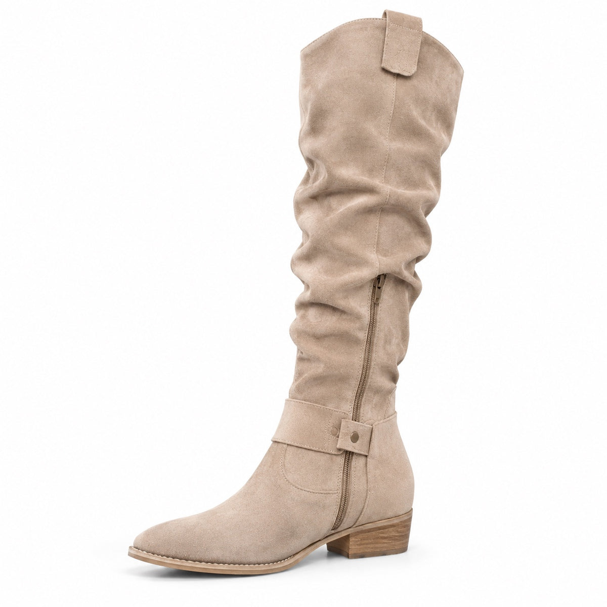 Minnie – Women's Wide Calf Boots in Beige