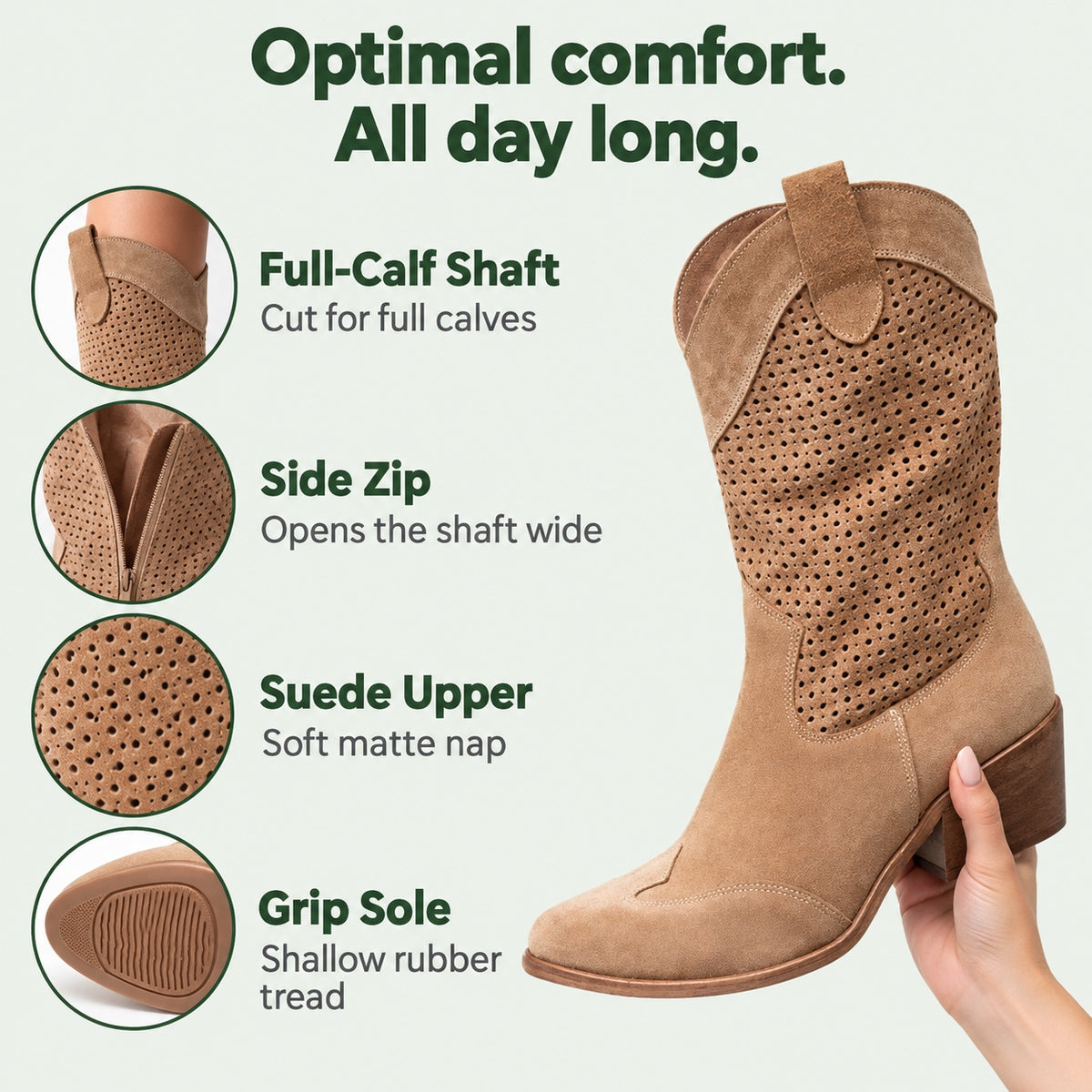 Muriel – Women's Wide Calf Boots, features