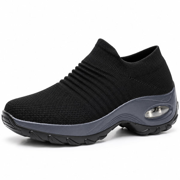 Nancy – Women's Plantar Fasciitis Shoes in Black (Gray Sole)