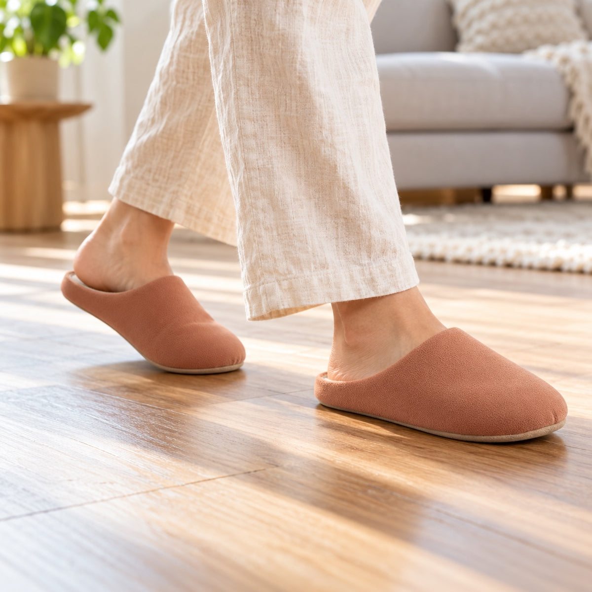 Neal – Men's Comfort Slippers, worn on a walk