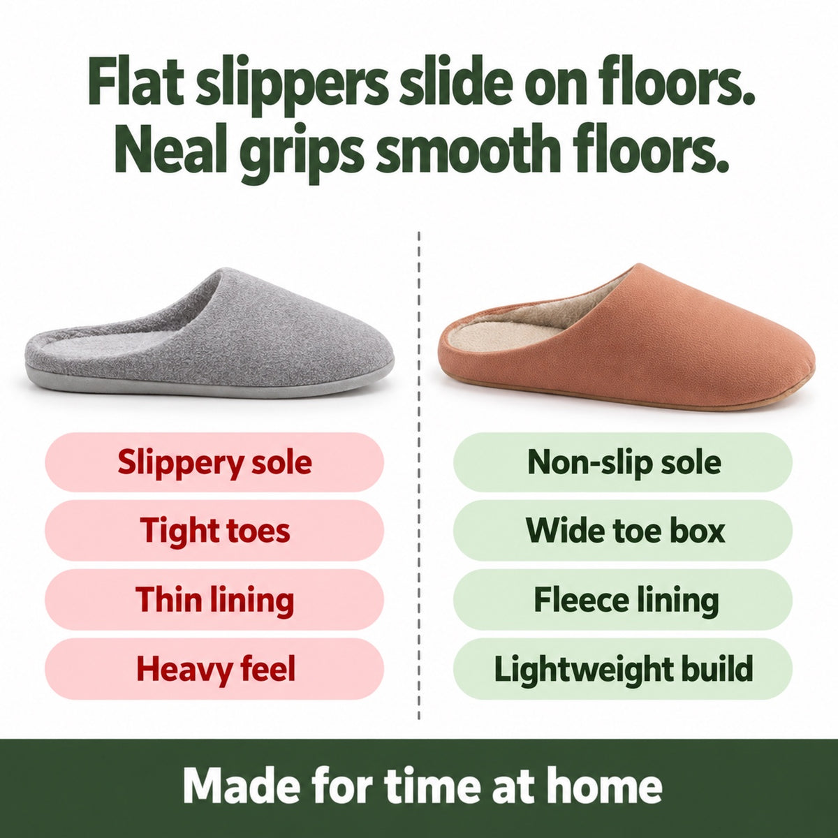 Neal – Men's Comfort Slippers, compared with an ordinary shoe