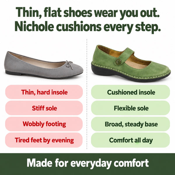 Nichole – Women's Orthopedic Shoes, compared with an ordinary shoe