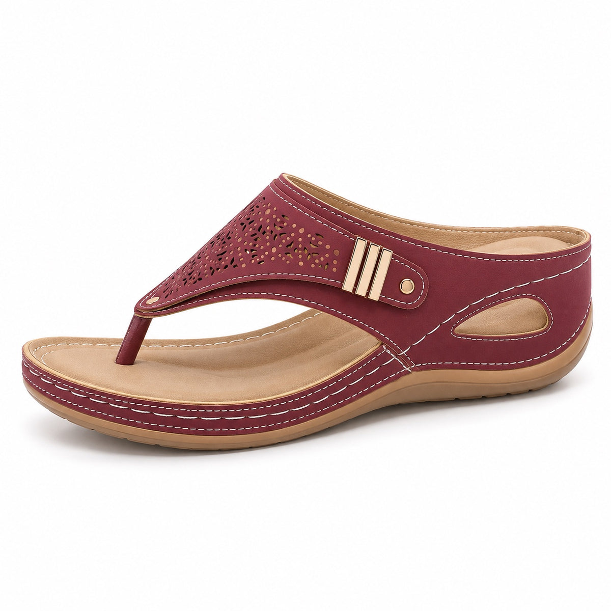 Nicole – Women's Wide Toe Box Sandals in Dark Red