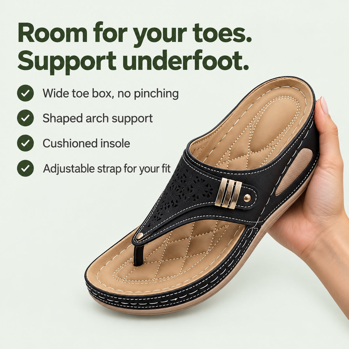 Nolan – Unisex Wide Toe Box Sandals, key benefits