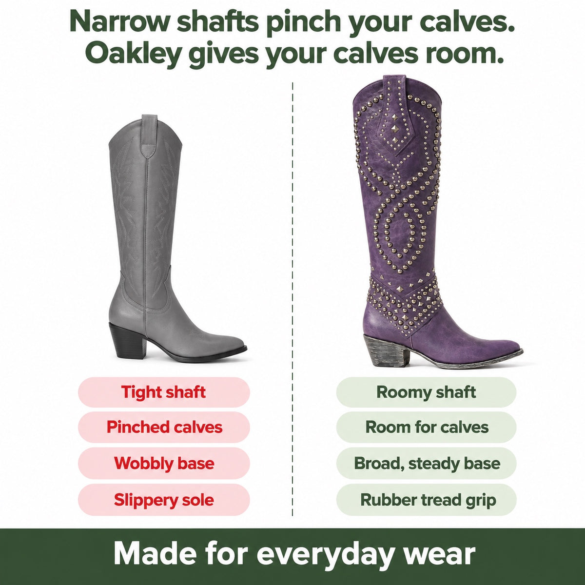 Oakley – Unisex Wide Calf Boots, compared with an ordinary shoe