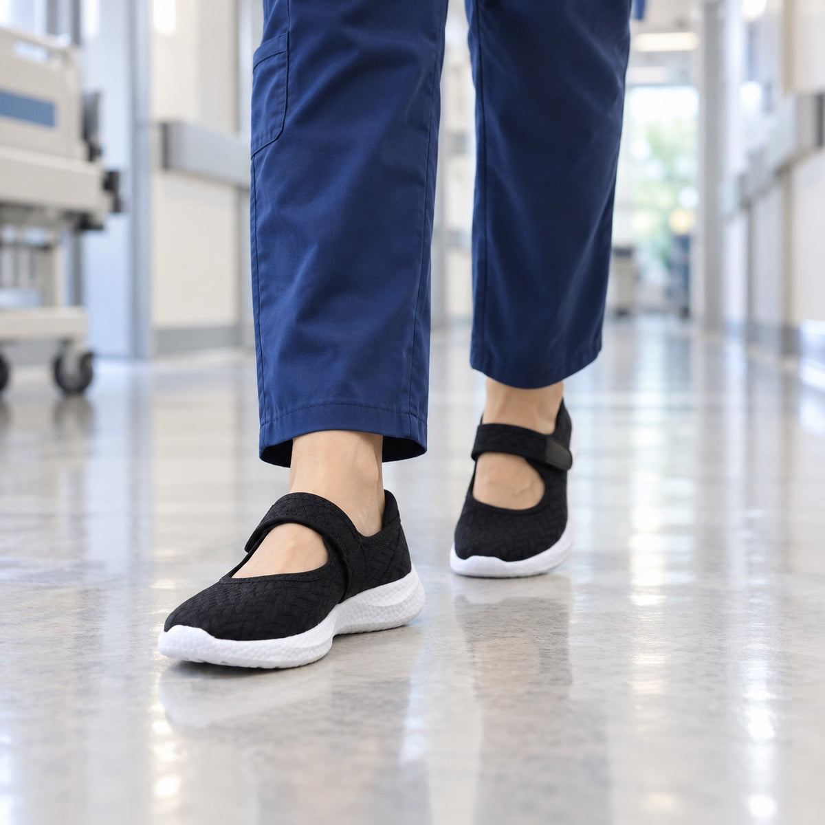 Olive – Women's Nursing Flats, worn on a walk