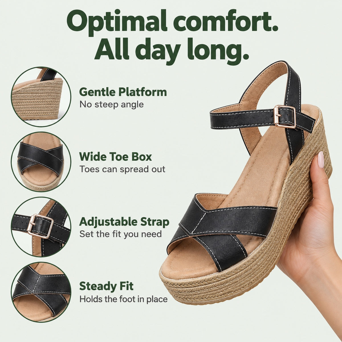 Quincy – Unisex Wide Toe Box Sandals, features