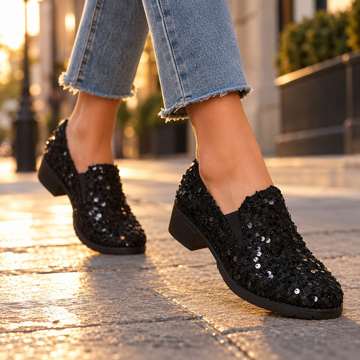 Ramsey – Unisex Slip-On Loafers, worn on a walk