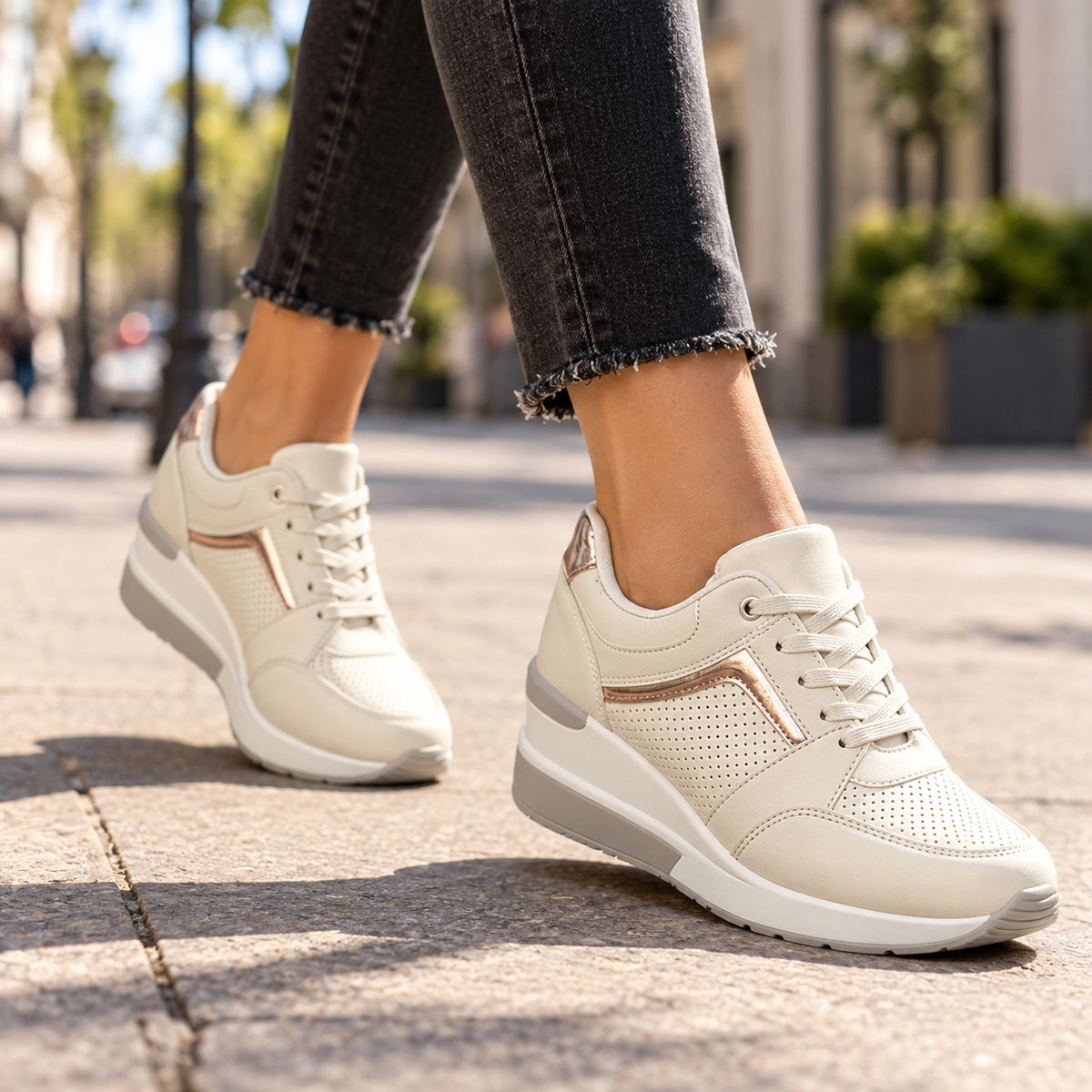 Rebecca – Women's Arch Support Sneakers, worn on a walk