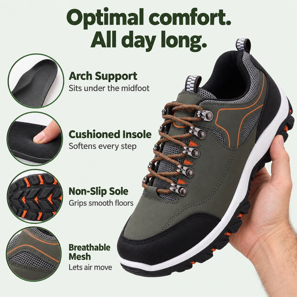 Reginald – Men's Arch Support Sneakers, features