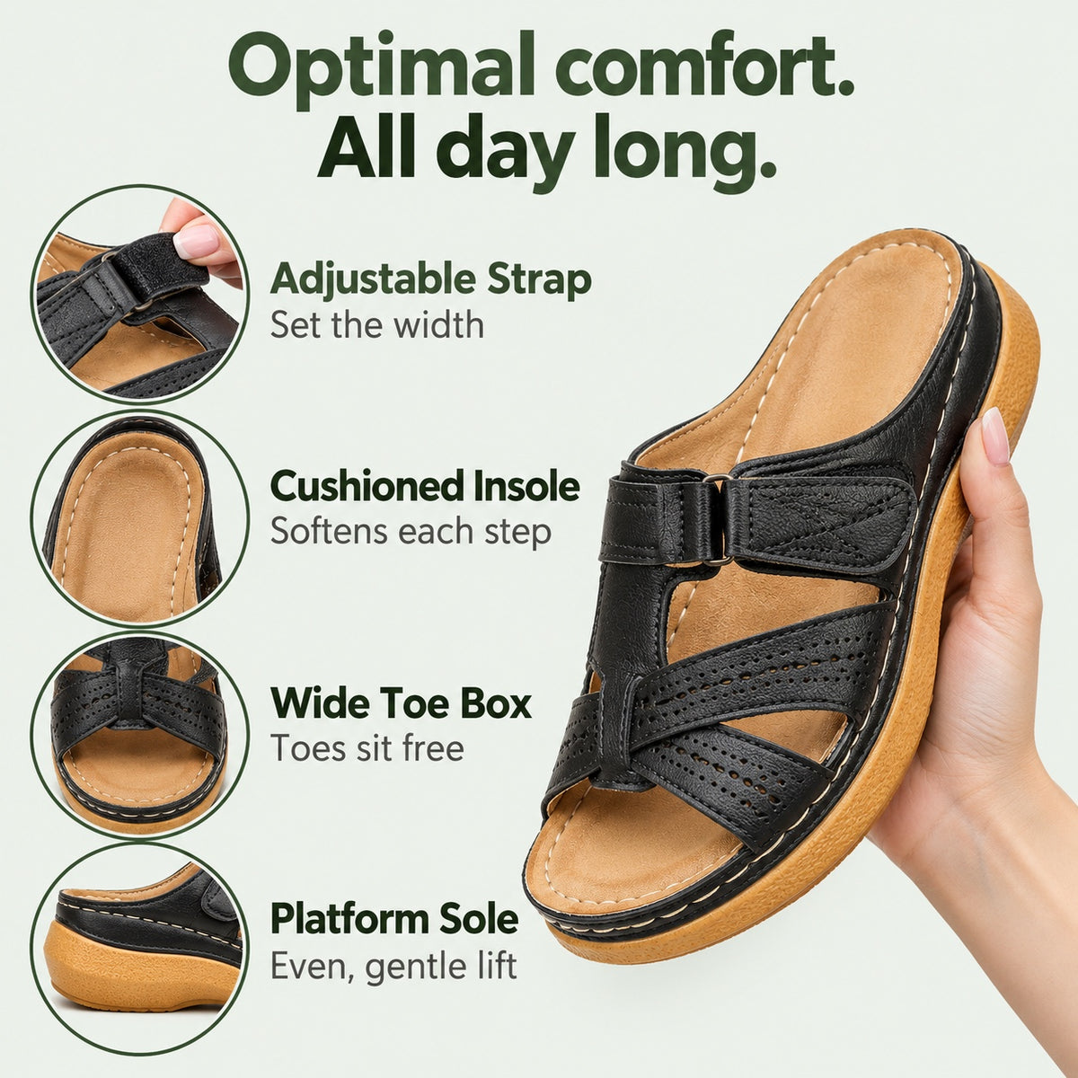 Richards – Unisex Wide Toe Box Sandals, features