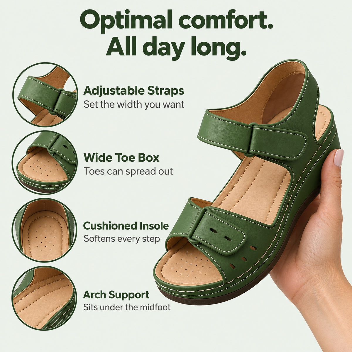 Roxanne – Women's Wide Toe Box Sandals, features