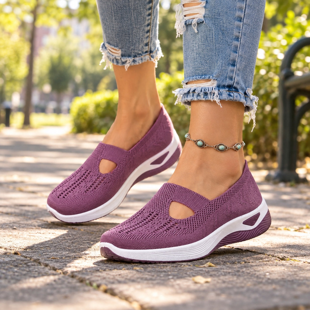 Rylan – Unisex Slip-On Shoes, worn on a walk
