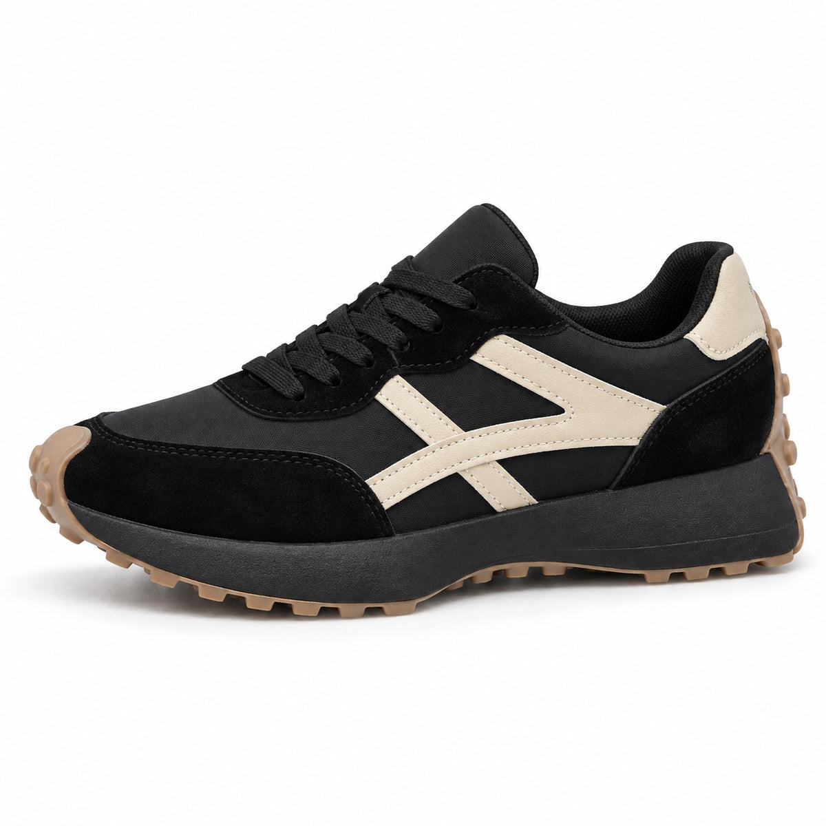 Sandra – Women's Comfort Sneakers in Black and Beige