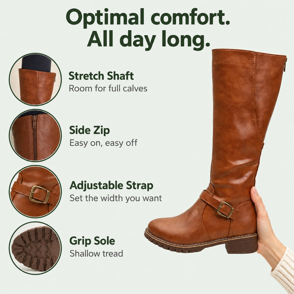 Shelly – Women's Wide Calf Boots, features