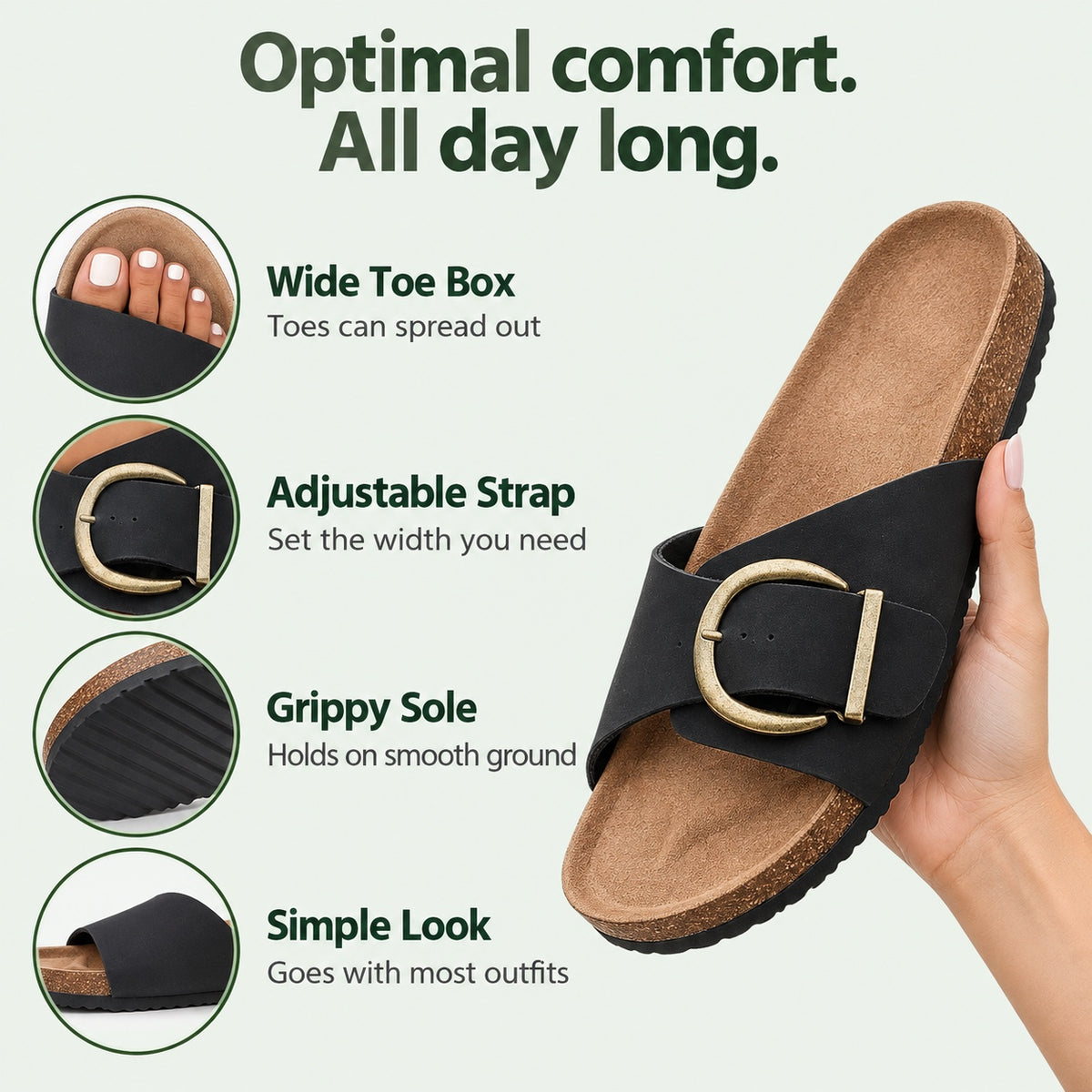 Sutton – Unisex Wide Toe Box Sandals, features