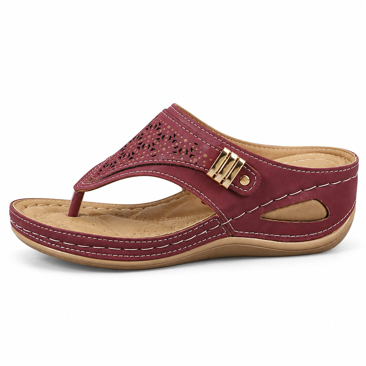 Tammie – Women's Wide Toe Box Sandals in Bordeaux red