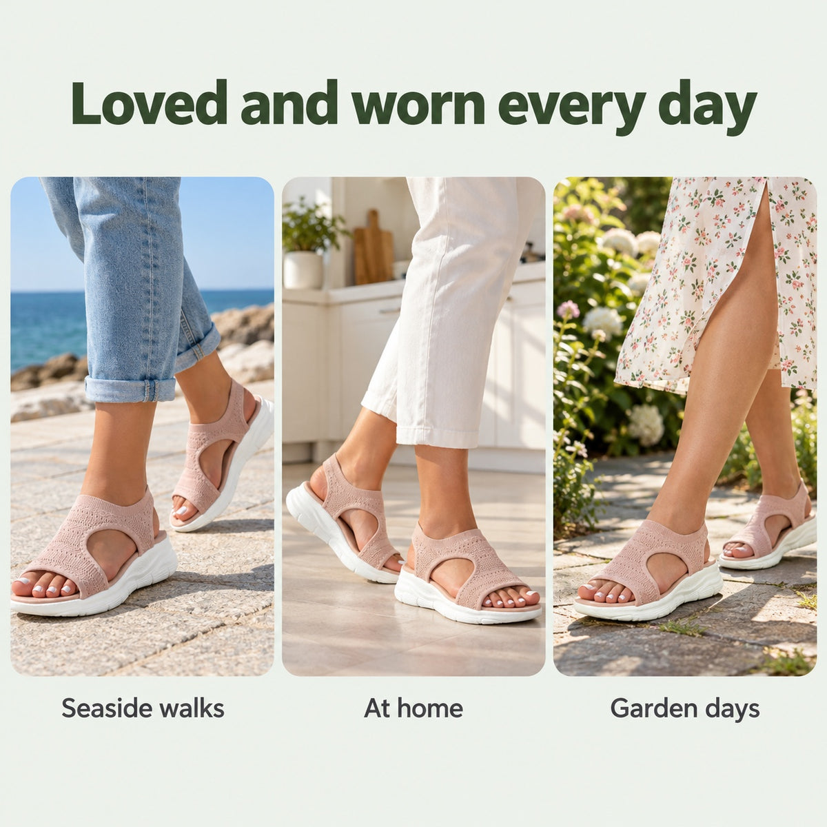 Teagan – Unisex Wide Toe Box Sandals, worn every day