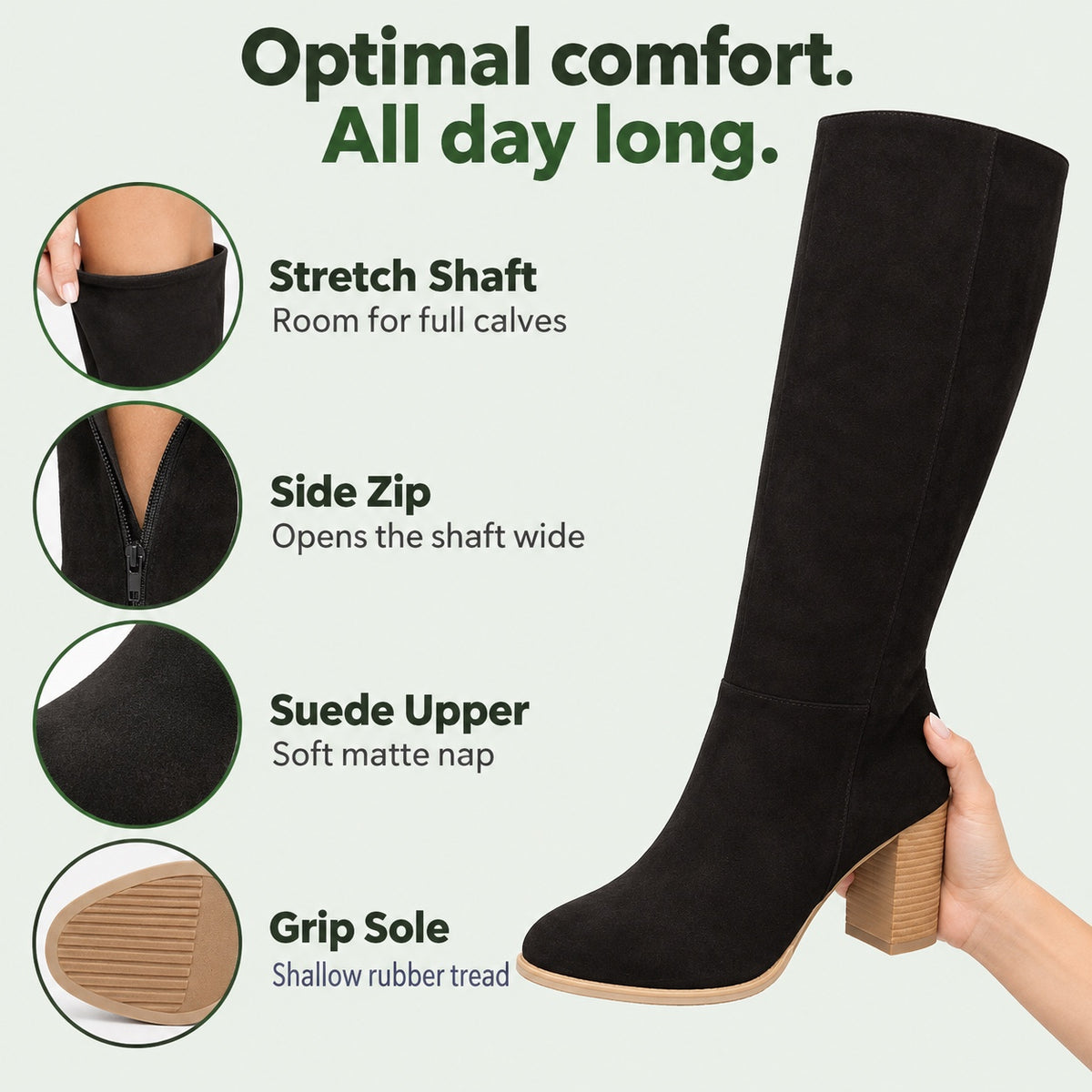 Teri – Women's Wide Calf Boots, features
